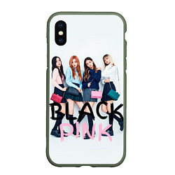 Чехол iPhone XS Max матовый Blackpink girls, цвет: 3D-темно-зеленый