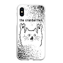 Чехол iPhone XS Max матовый The Cranberries рок кот на светлом фоне, цвет: 3D-белый