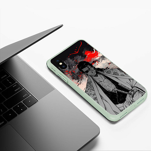 Чехол iPhone XS Max матовый Самурай Сюнсуй Кьёраку - Блич / 3D-Салатовый – фото 3