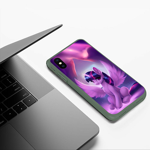 Чехол iPhone XS Max матовый Твайлайт Спаркл / 3D-Темно-зеленый – фото 3