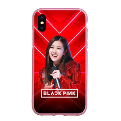 Чехол iPhone XS Max матовый Rose Blackpink red, цвет: 3D-розовый