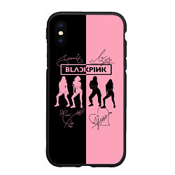 Чехол iPhone XS Max матовый Blackpink силуэт девушек, цвет: 3D-черный