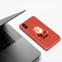 Чехол iPhone XS Max матовый Пластилиновый Дед Мороз, цвет: 3D-красный — фото 2