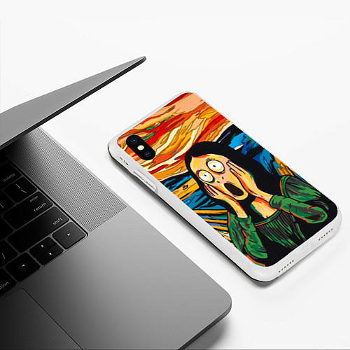 Чехол iPhone XS Max матовый Мона Лиза в стиле картины Крик / 3D-Белый – фото 3