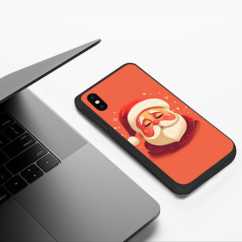 Чехол iPhone XS Max матовый Портрет Деда Мороза / 3D-Черный – фото 3