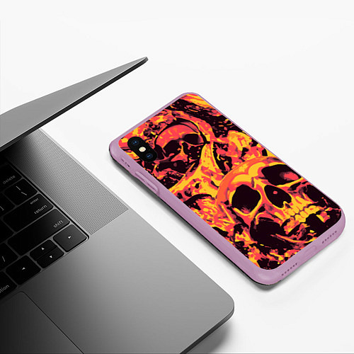 Чехол iPhone XS Max матовый Лава Черепа / 3D-Сиреневый – фото 3