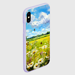 Чехол iPhone XS Max матовый Россия - летнее цветочное поле, цвет: 3D-светло-сиреневый — фото 2