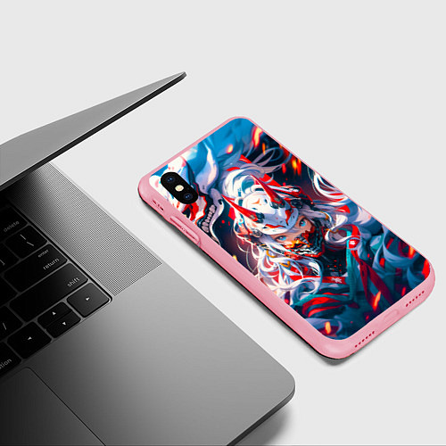 Чехол iPhone XS Max матовый Девушка киберсамурай и дракон от нейросети / 3D-Баблгам – фото 3