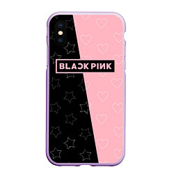Чехол iPhone XS Max матовый Blackpink - hearts and stars, цвет: 3D-сиреневый