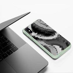 Чехол iPhone XS Max матовый Абстрактный узор в серых тонах, цвет: 3D-салатовый — фото 2