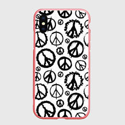 Чехол iPhone XS Max матовый Many peace logo, цвет: 3D-баблгам