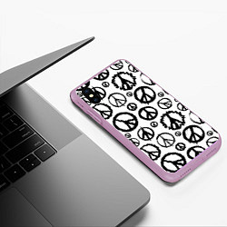 Чехол iPhone XS Max матовый Many peace logo, цвет: 3D-сиреневый — фото 2