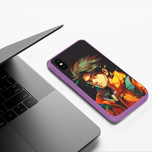 Чехол iPhone XS Max матовый Аниме в живописи / 3D-Фиолетовый – фото 3