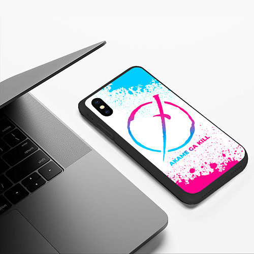 Чехол iPhone XS Max матовый Akame ga Kill neon gradient style / 3D-Черный – фото 3