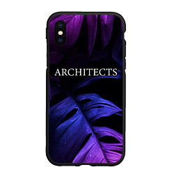 Чехол iPhone XS Max матовый Architects neon monstera, цвет: 3D-черный