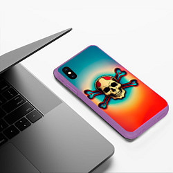 Чехол iPhone XS Max матовый Красочный веселый роджер, цвет: 3D-фиолетовый — фото 2