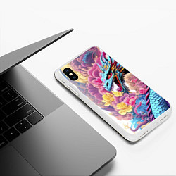 Чехол iPhone XS Max матовый Свирепый дракон - татуировка - ирезуми - Япония, цвет: 3D-белый — фото 2