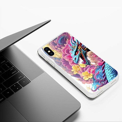 Чехол iPhone XS Max матовый Свирепый дракон - татуировка - ирезуми - Япония / 3D-Белый – фото 3