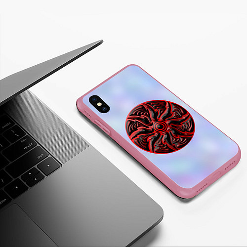 Чехол iPhone XS Max матовый Щитовидная мандала / 3D-Малиновый – фото 3