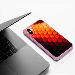 Чехол iPhone XS Max матовый Hexagon orange, цвет: 3D-розовый — фото 2