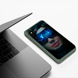 Чехол iPhone XS Max матовый Cybergirl, цвет: 3D-темно-зеленый — фото 2