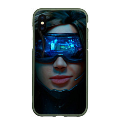 Чехол iPhone XS Max матовый Cybergirl, цвет: 3D-темно-зеленый