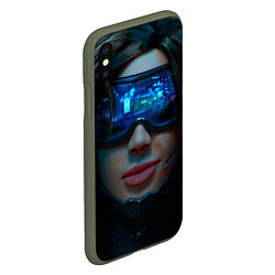 Чехол iPhone XS Max матовый Cybergirl, цвет: 3D-темно-зеленый — фото 2