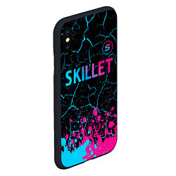 Чехол iPhone XS Max матовый Skillet - neon gradient: символ сверху, цвет: 3D-черный — фото 2