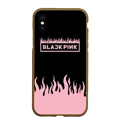 Чехол iPhone XS Max матовый Blackpink - flames, цвет: 3D-коричневый