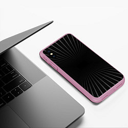 Чехол iPhone XS Max матовый Сетка пространства чёрный фон, цвет: 3D-розовый — фото 2