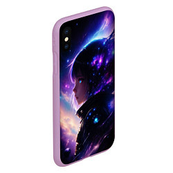 Чехол iPhone XS Max матовый Покорение космоса - девушка, цвет: 3D-сиреневый — фото 2