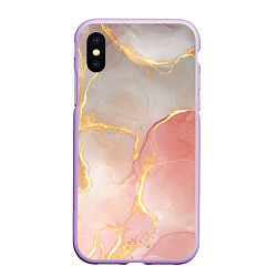 Чехол iPhone XS Max матовый Texture and glitter, цвет: 3D-сиреневый