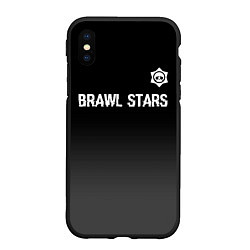 Чехол iPhone XS Max матовый Brawl Stars glitch на темном фоне: символ сверху, цвет: 3D-черный