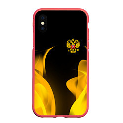 Чехол iPhone XS Max матовый Russian style fire, цвет: 3D-красный