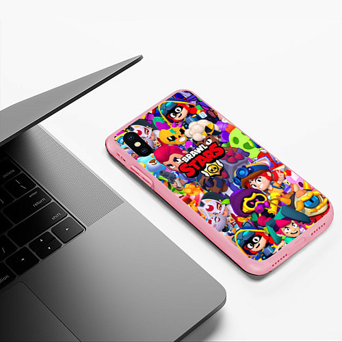 Чехол iPhone XS Max матовый Brawl stars all pattern / 3D-Баблгам – фото 3