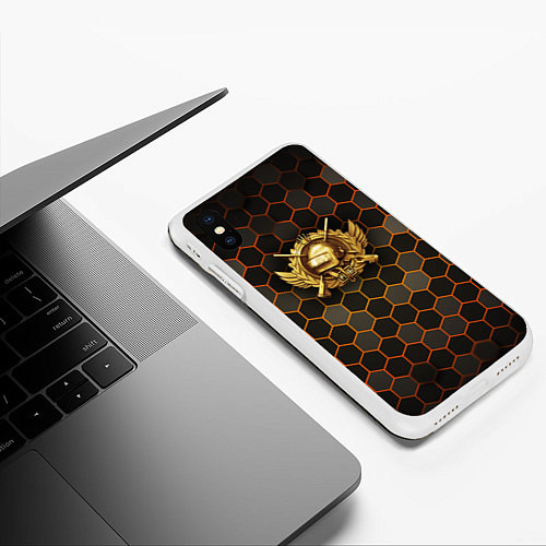 Чехол iPhone XS Max матовый Згип gold logo / 3D-Белый – фото 3