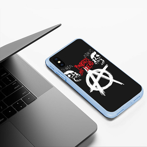 Чехол iPhone XS Max матовый Punks not dead - анархия / 3D-Голубой – фото 3