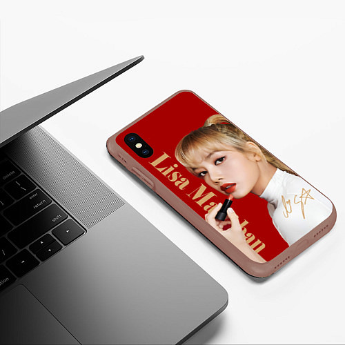 Чехол iPhone XS Max матовый Blackpink Lisa paints lips / 3D-Коричневый – фото 3