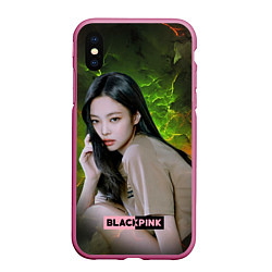 Чехол iPhone XS Max матовый Jennie Blackpink, цвет: 3D-малиновый