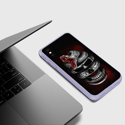 Чехол iPhone XS Max матовый Snake skull / 3D-Светло-сиреневый – фото 3