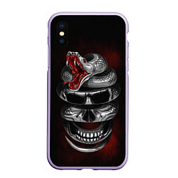 Чехол iPhone XS Max матовый Snake skull, цвет: 3D-светло-сиреневый