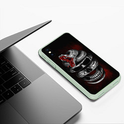 Чехол iPhone XS Max матовый Snake skull, цвет: 3D-салатовый — фото 2