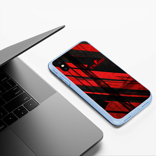 Чехол iPhone XS Max матовый CS GO black and red / 3D-Голубой – фото 3