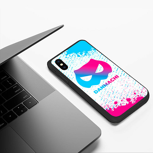 Чехол iPhone XS Max матовый DanMachi neon gradient style / 3D-Черный – фото 3