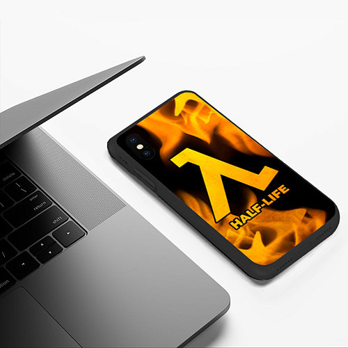 Чехол iPhone XS Max матовый Half-Life - gold gradient / 3D-Черный – фото 3