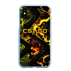 Чехол iPhone XS Max матовый CS GO green and fire, цвет: 3D-голубой