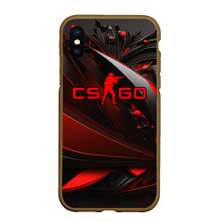 Чехол iPhone XS Max матовый CS GO red and black, цвет: 3D-коричневый