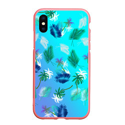Чехол iPhone XS Max матовый Пальмы на голубом градиенте, цвет: 3D-баблгам