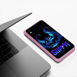 Чехол iPhone XS Max матовый Sum41 horns skull, цвет: 3D-розовый — фото 2