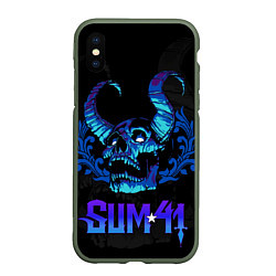 Чехол iPhone XS Max матовый Sum41 horns skull, цвет: 3D-темно-зеленый